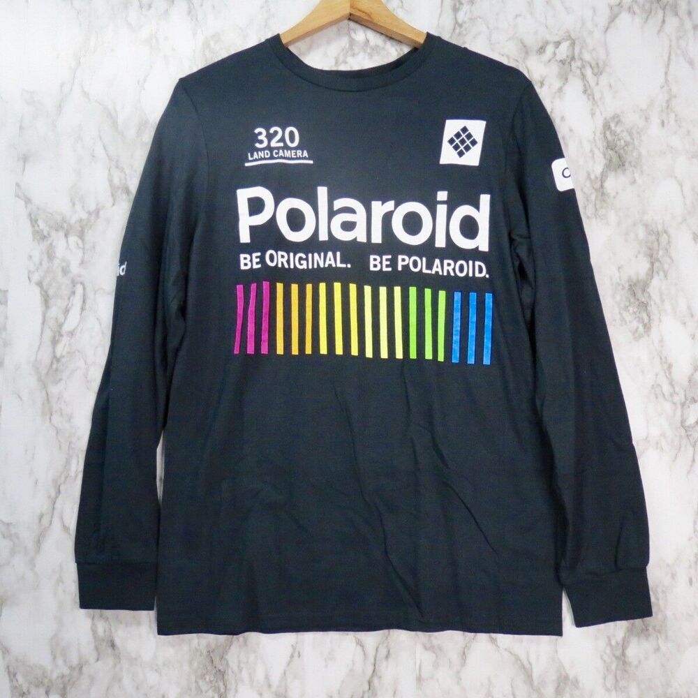 Polaroid 320 Land Camera Be Original Medium Long Black Sleeve Graphic T-Shirt